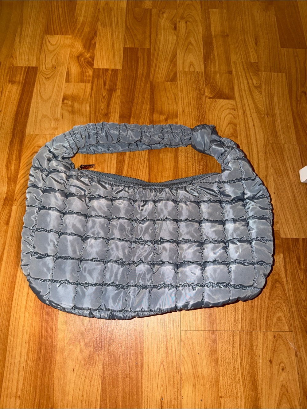 T.J.Maxx Quilted Nylon Shoulder Bag in Light Blue-Gray